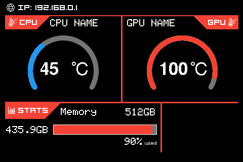 pcmonitor — Screen 90909, a TFT_eSPI interface for a 480×320 display