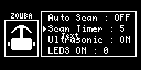 Imported project — settings screen, a U8g2 interface for a 128×64 display