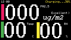 PM2.5 Detector — Screen 89925, a TFT_eSPI interface for a 240×135 display