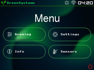 greenSystems — Main, a TFT_eSPI interface for a 320×240 display