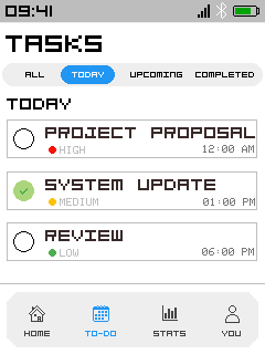 Task To-Do List — Screen 83394, a Adafruit GFX (color) interface for a 240×320 display
