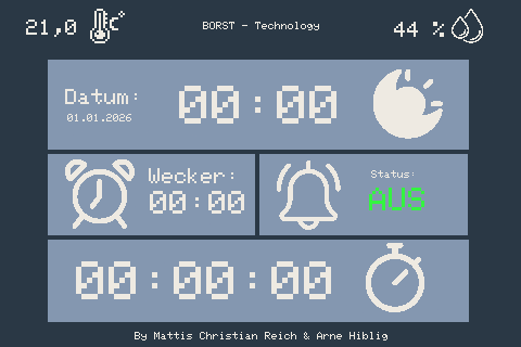 Wecker Mattis — Main, a TFT_eSPI interface for a 480×320 display